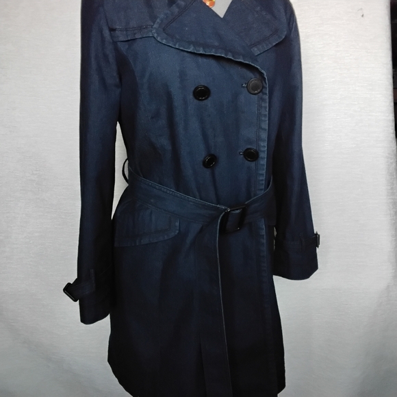 Focus 2000 Jackets & Blazers - Focus 2000 Dark Blue Jean Size 12 Vintage Duster Length Coat Belted